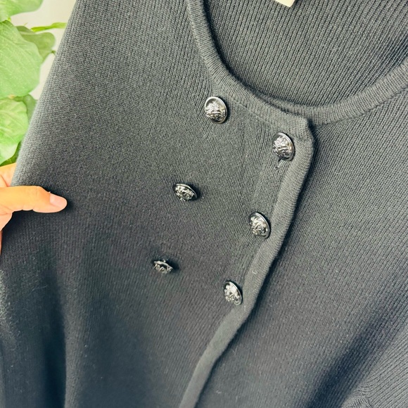 Banana Republic Black Extra Fine Merino Wool ribbed Knit Cape Coat Sweater - Picture 4 of 6